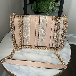 Aldo Tan and Cream Crossbody Bag with Textured Design